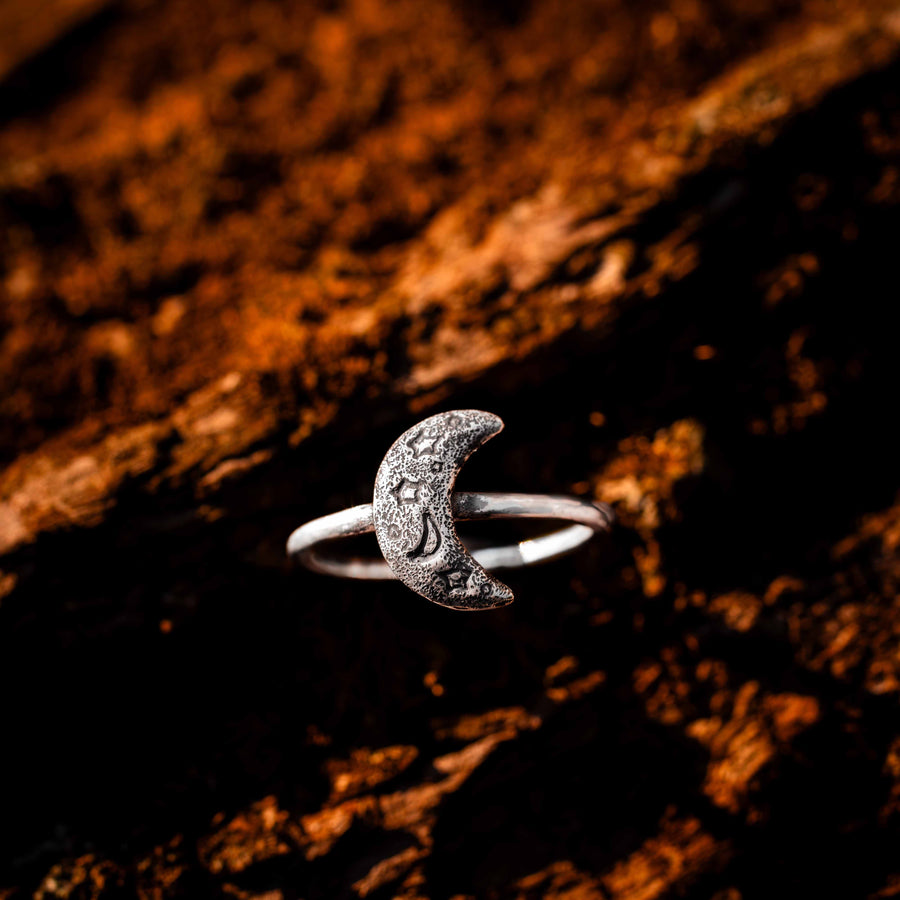 Selene-Sterling Silver Moon Stacking Ring