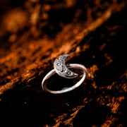 Selene-Sterling Silver Moon Stacking Ring
