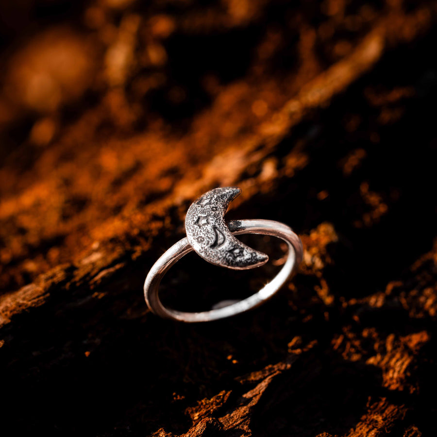 Selene-Sterling Silver Moon Stacking Ring