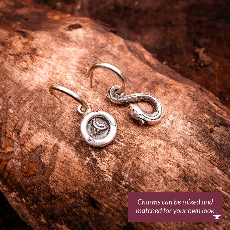 Eel in the Fjord- Charms for Hoop Earrings and EarCuffs-Argentium Sterling Silver