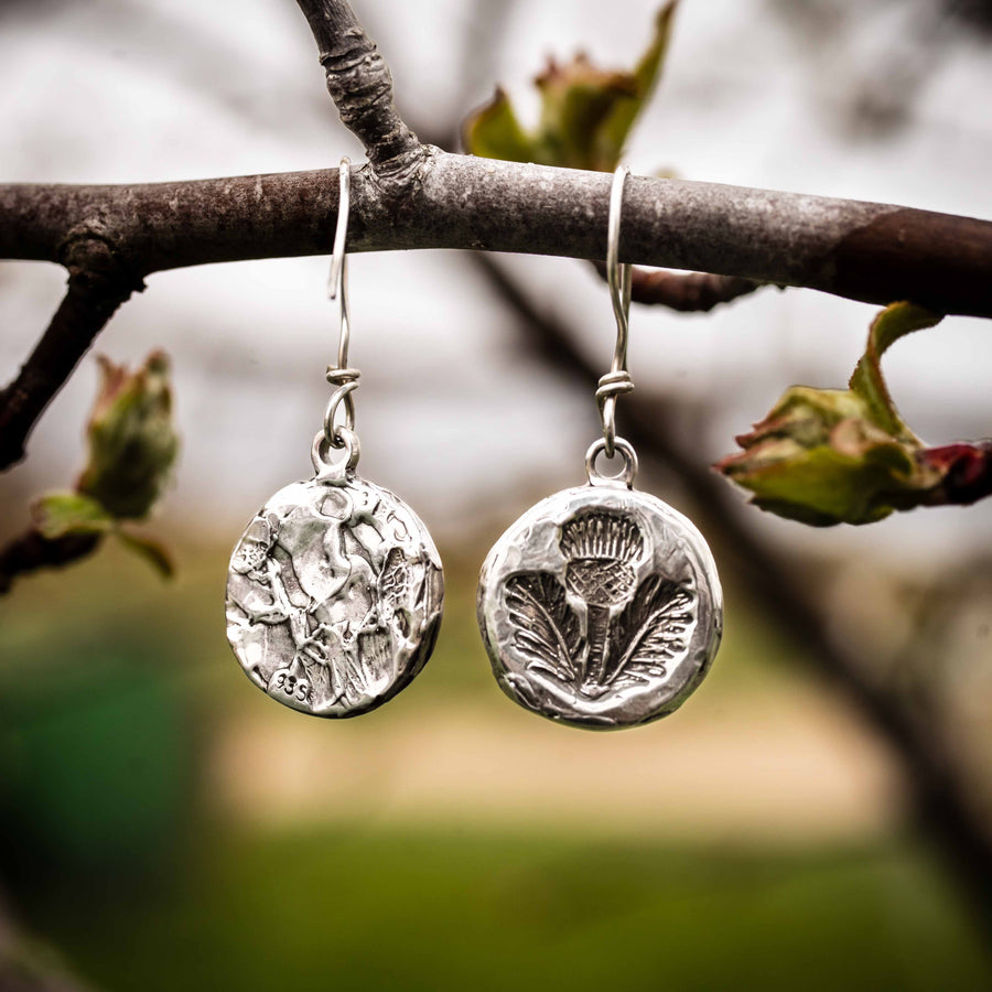 Uralte Distel Ohrringe-Argentium Sterling Silber