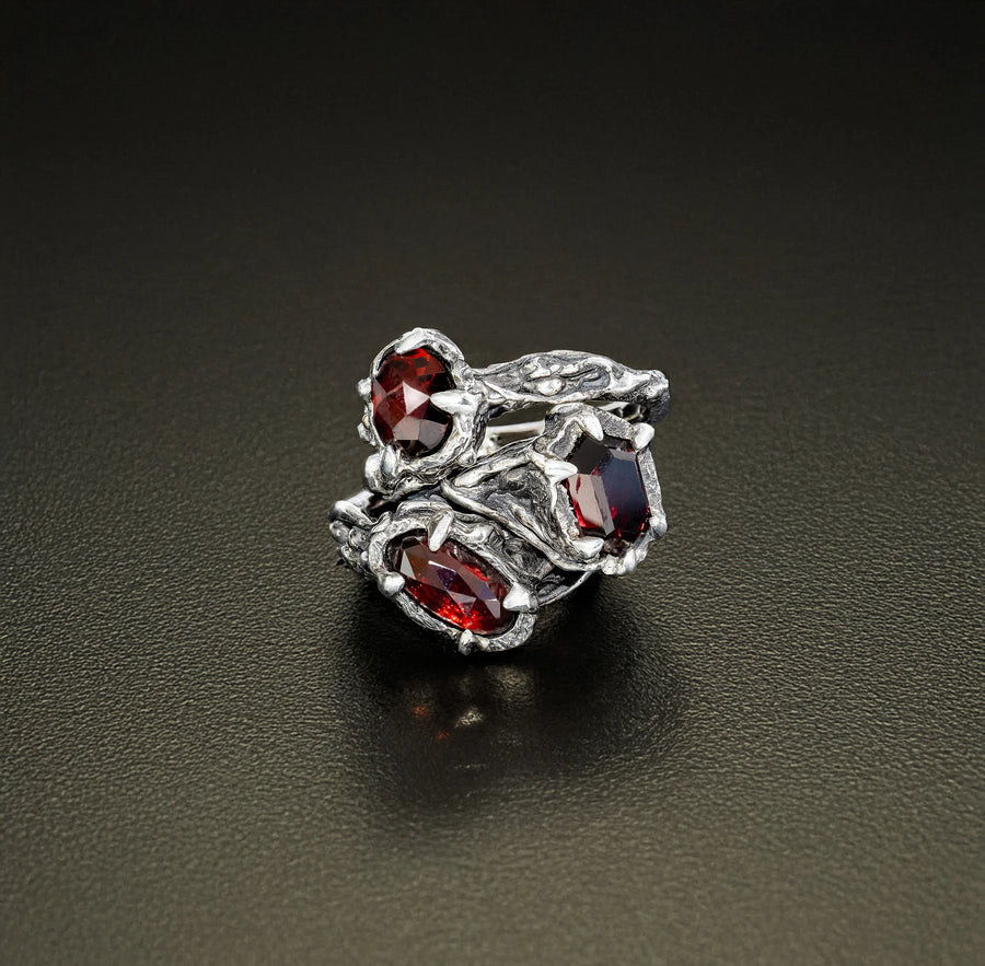 Opero-Size 8.25-Hexagon Garnet & Argentium Sterling Silver