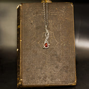 Omeratus Unvieled- Rose Cut Garnet, Argentium Sterling Silver Necklace W/ 14K Yellow Gold Accents