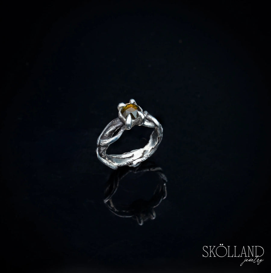Grow Over Me-Sterling Silver Ivy Vine Cocktail Ring with Sphene