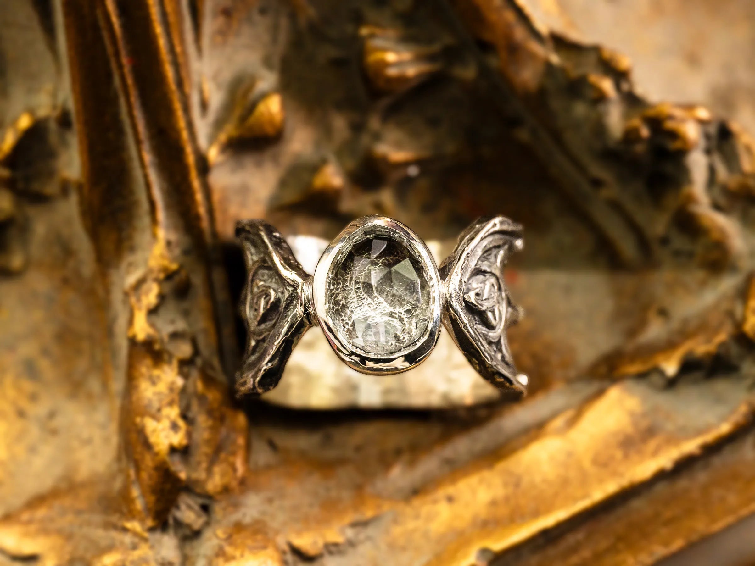 Celestial Lancet Ring-Size 8-Sterling Silver & Clear Quartz- LIMITED