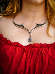 Celestial Arches Necklace-Sterling Silver & Clear Quartz- One of a kind