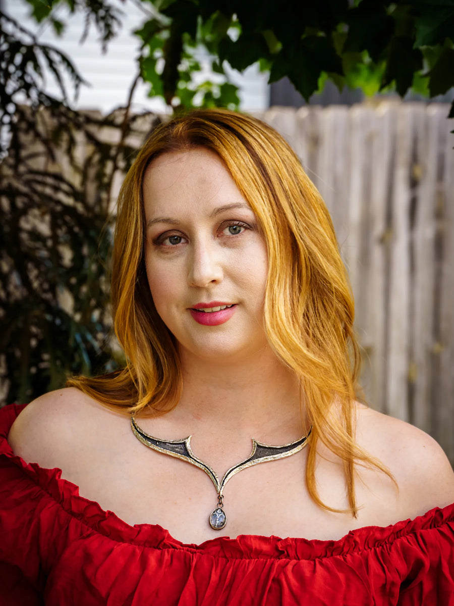 Celestial Arches Necklace-Sterling Silver & Clear Quartz- One of a kind