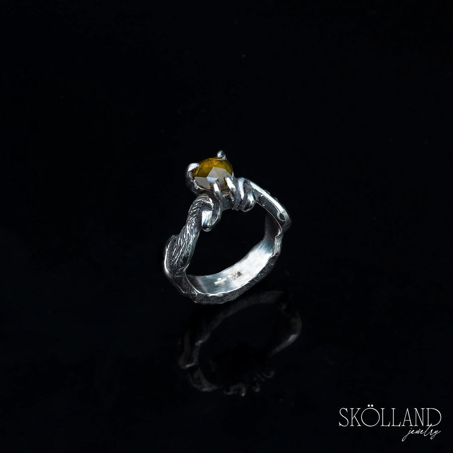 Hedera Vitis- Sterling Silver Ivy Vine Ring with Sphene