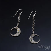 Mirus-Sterling Silver Crescent Moon and Gemstone Dangle Earrings