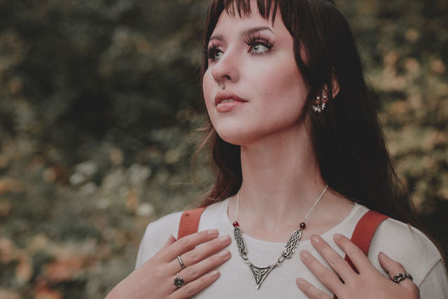 Crone Necklace-Argentium Sterling Silver and Faceted Garnet-One of a Kind