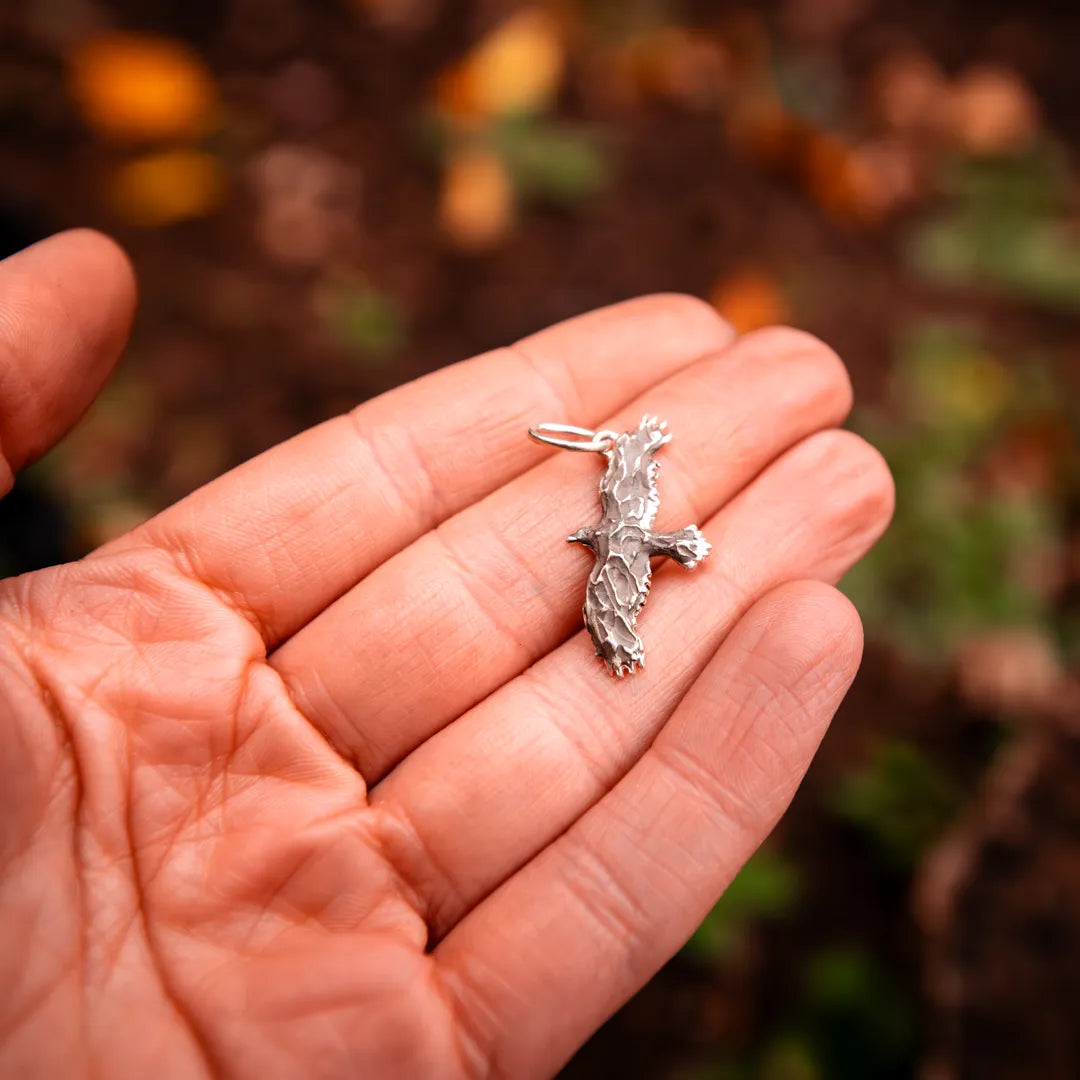 Raven Takes Flight Charm-Argentium Sterling Silver