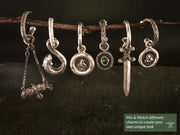Eel in the Fjord- Charms for Hoop Earrings and EarCuffs-Argentium Sterling Silver