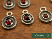 Powerful Women-Gemstone Charms for Hoop Earrings and Ear Cuffs-Rose Cut Garnets and Dravite Tourmalines