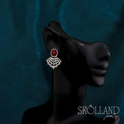 Garnet Spider Web Earrings-Sterling Silver