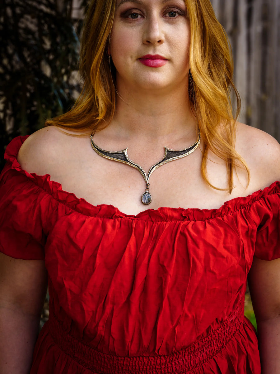 Celestial Arches Necklace-Sterling Silver & Clear Quartz- One of a kind