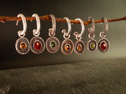 Powerful Women-Gemstone Charms for Hoop Earrings and Ear Cuffs-Rose Cut Garnets and Dravite Tourmalines