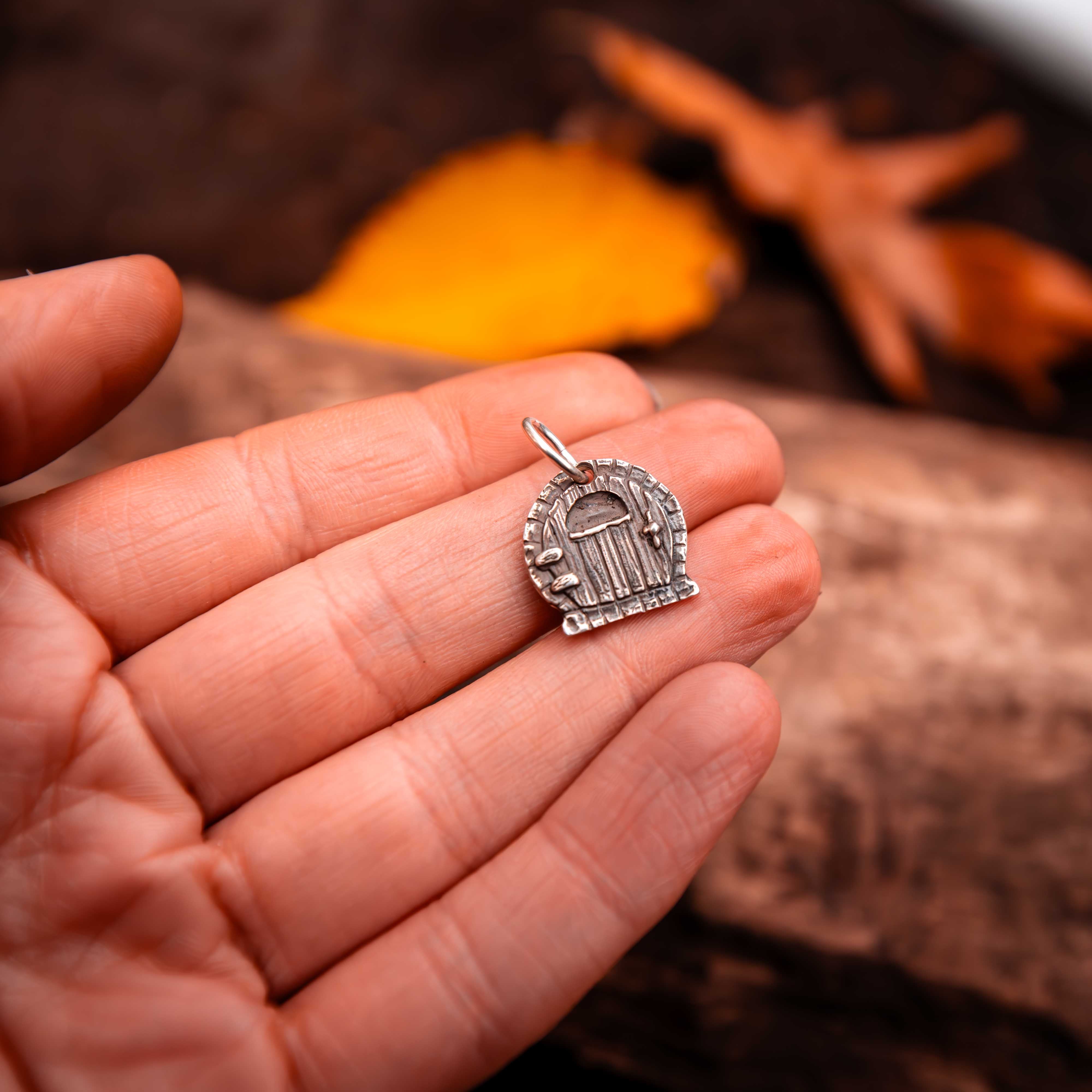 Round Fairy Door Charms-Argentium Sterling Silver