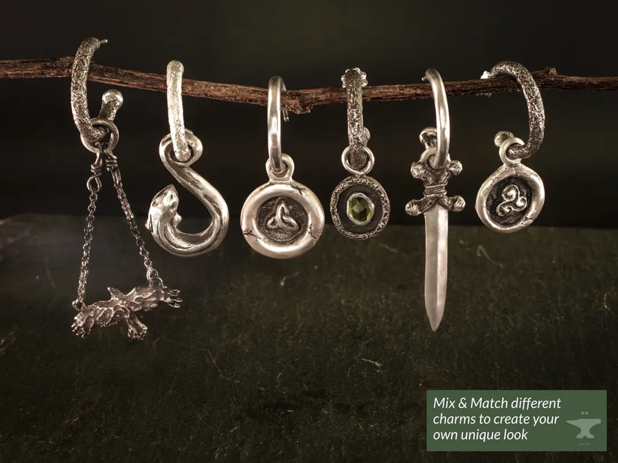 Not Today-Sword Charms for Hoop Earrings or Ear cuffs-Argentium Sterling Silver