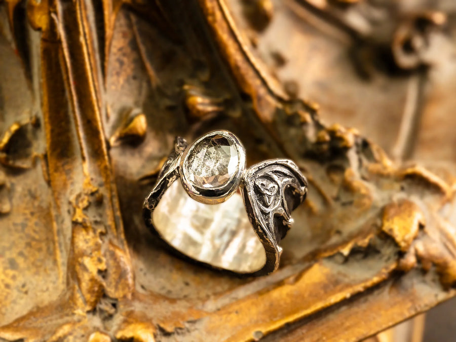 Celestial Lancet Ring-Size 8-Sterling Silver & Clear Quartz- LIMITED