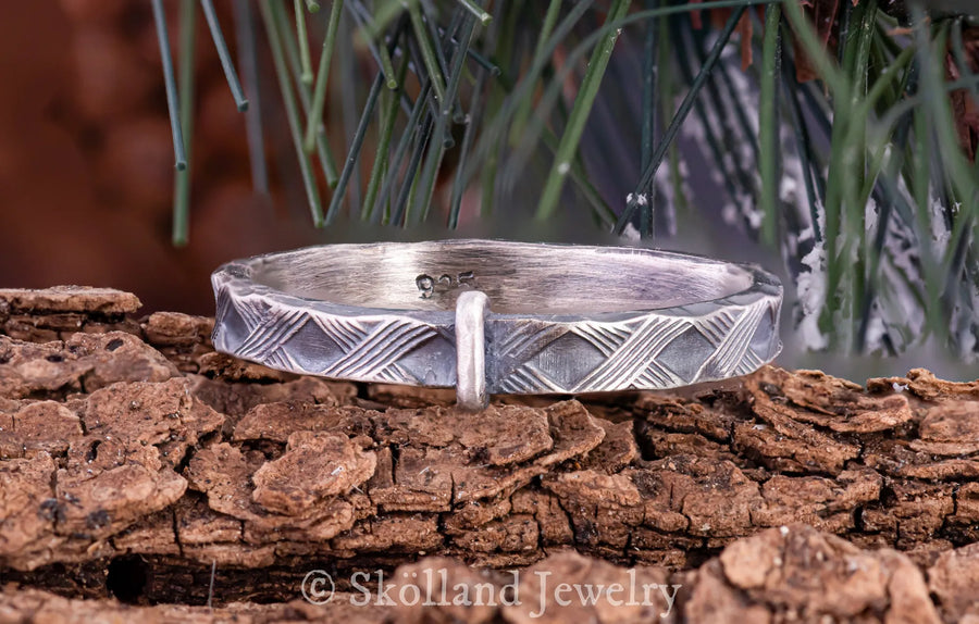 Sterling Silver Plaid Outlander Inspired Ring