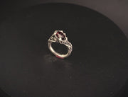 Oblivion-Size 7.25-Oval Rose Cut Garnet & Argentium Sterling Silver Ring