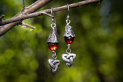 The Protector-Sterling Silver Trinity Knot and Garnet Dangle Earrings