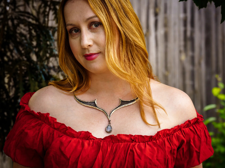 Celestial Arches Necklace-Sterling Silver & Clear Quartz- One of a kind
