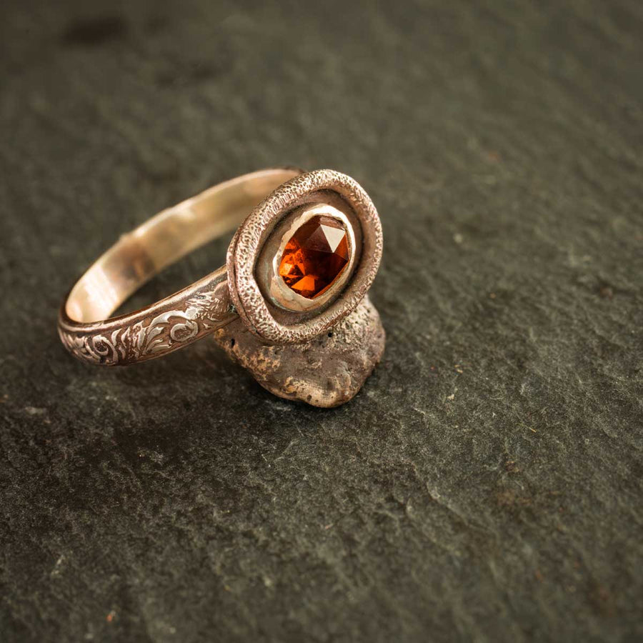 The Phantom Queen -Sterling Silver and Rose Cut Dravite Tourmaline-Size 8-One of A Kind