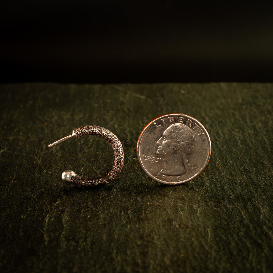 Brutalist Textured Hoop Earrings-Argentium Sterling Silver
