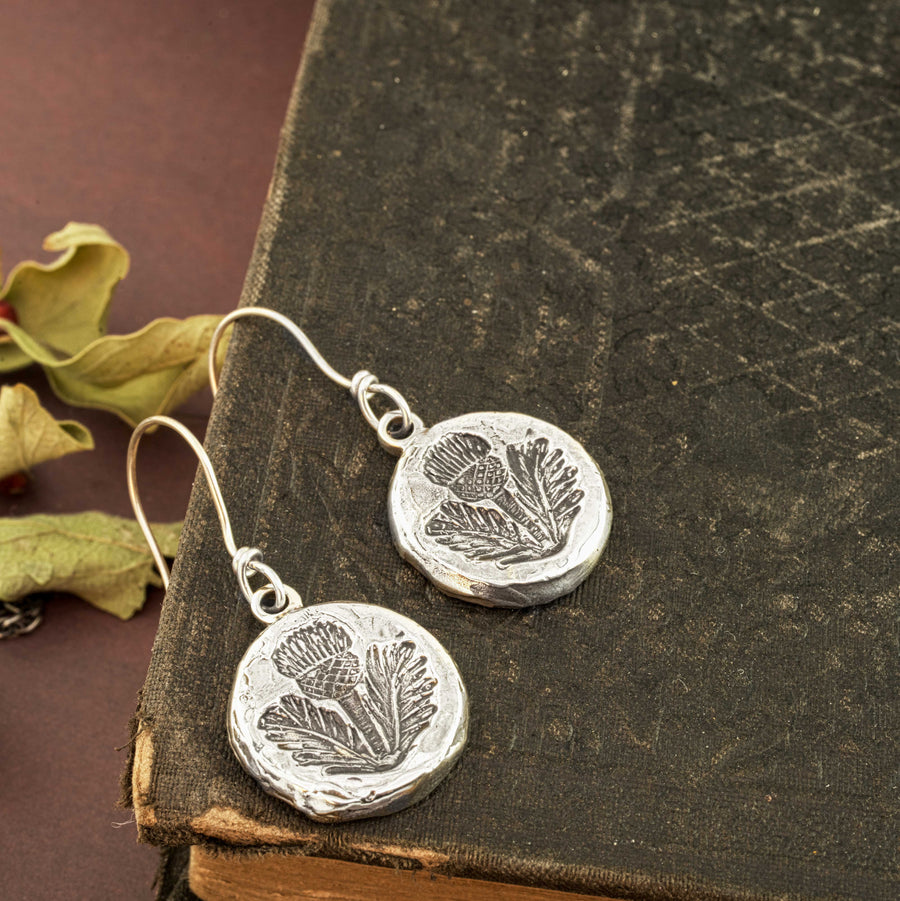Ancient Thistle Earrings-Argentium Sterling Silver