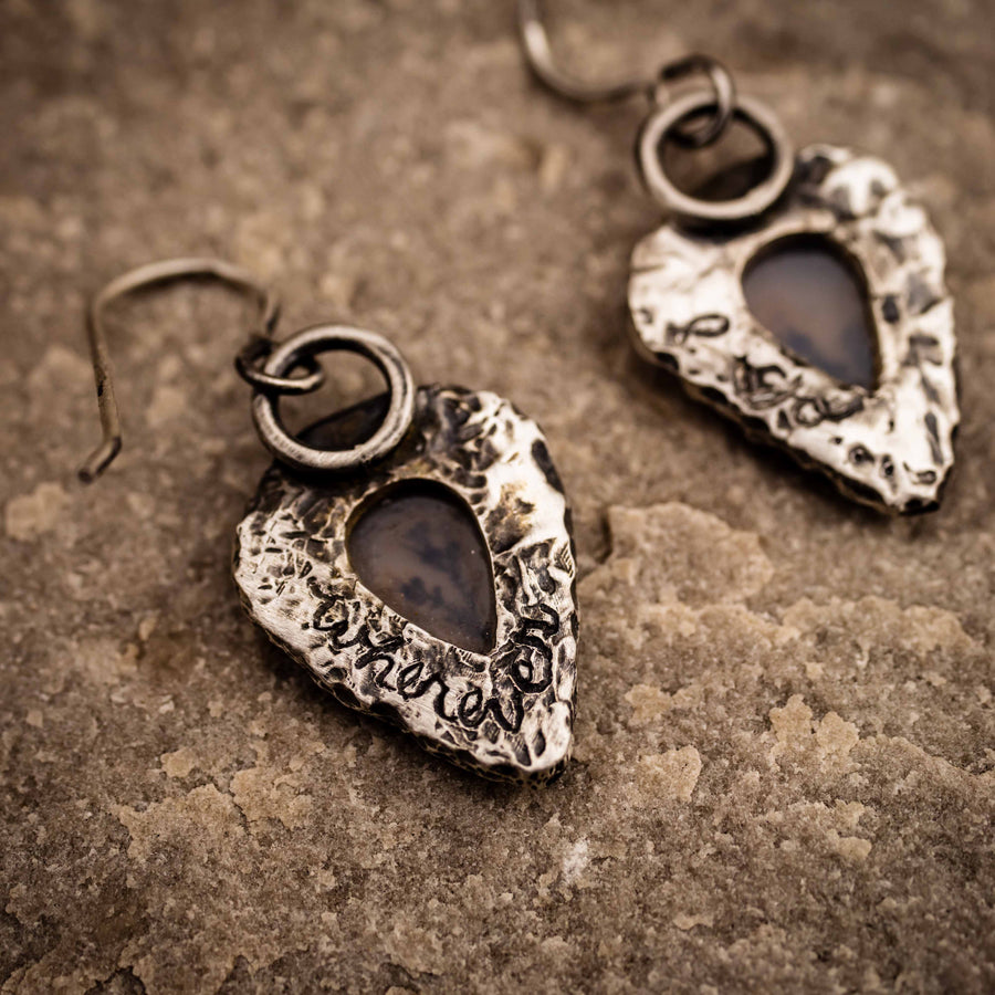 Disteln auf dem Moor Ohrringe-Argentium Sterling Silber & Dendric Achat