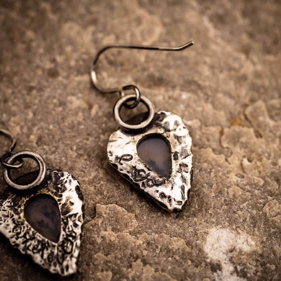 Disteln auf dem Moor Ohrringe-Argentium Sterling Silber & Dendric Achat