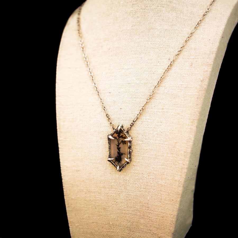 Distel auf dem Moor-Halskette – 940er-Argentium-Sterlingsilber und dendritischer Achat