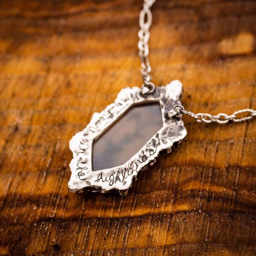 Distel auf dem Moor-Halskette – 940er-Argentium-Sterlingsilber und dendritischer Achat