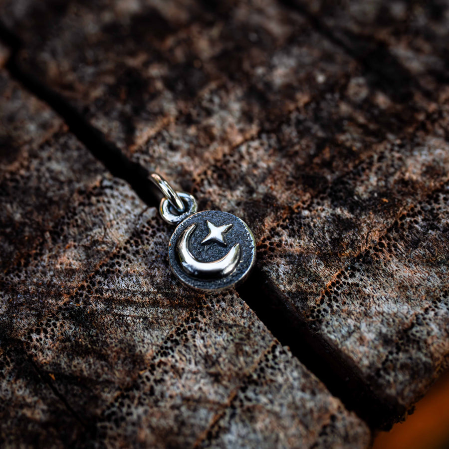Dainty Star & Moon Charm-Your choice of 14K Gold or Sterling Silver
