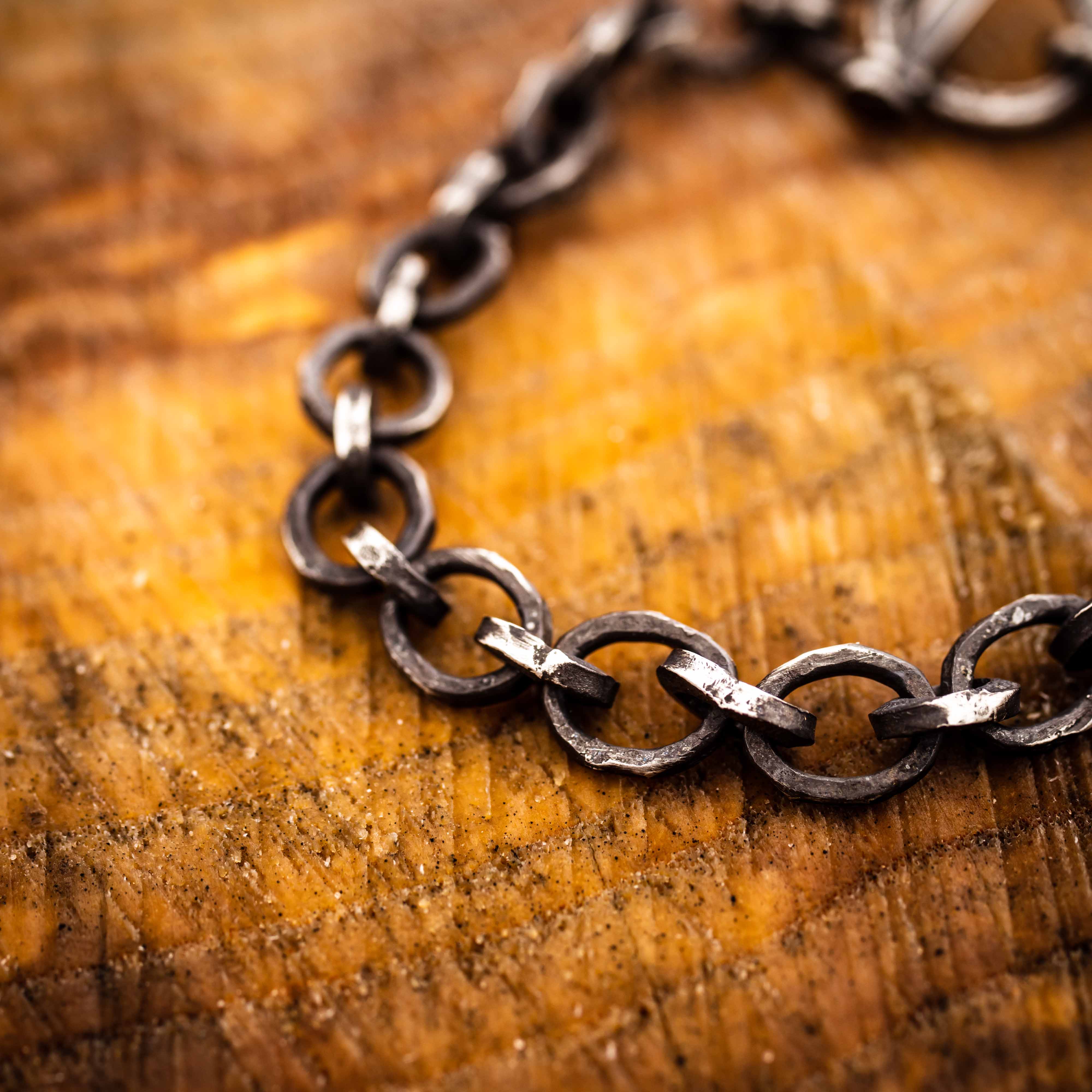 Wherever I go- Handcrafted Oval Chain Bracelet with Toggle Clasp-Argentium Sterling Silver