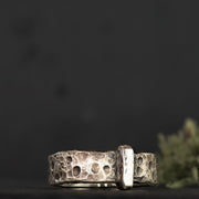Mens Hammered Blade n Bow Ring-6.5mm Sterling Silver Band