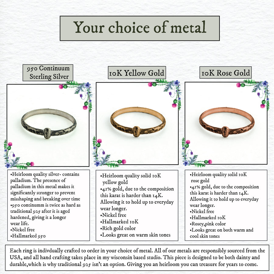 Claires Dainty Ring- 2mm outlander styled stacking band in your choice of 950 silver or 10K Gold