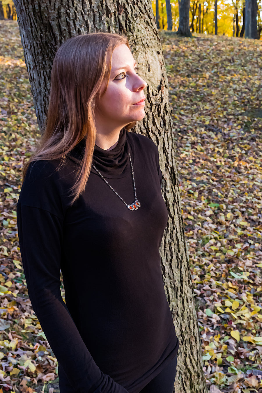 Effero Necklace-935 SS,Garnet & Patina- From Forests to Arches