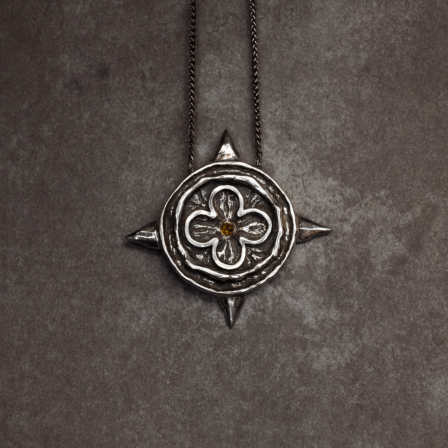 Ekklesia Necklace-935 Sterling Silver,Patina & Citrine