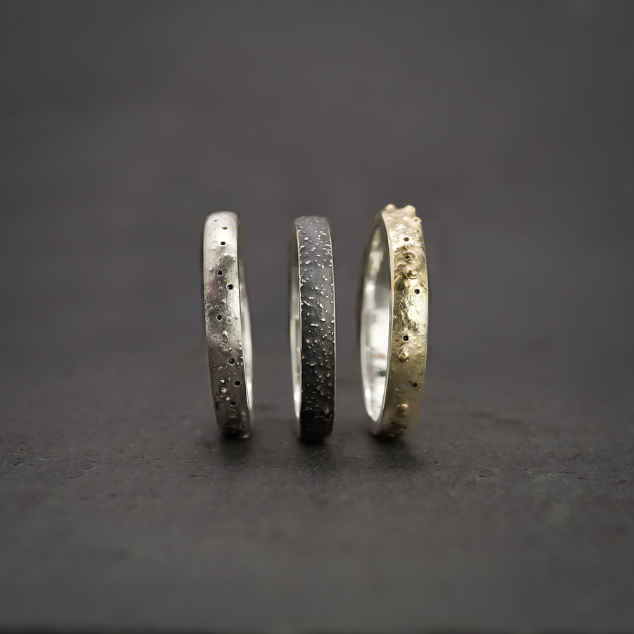 Night Sky Silver Stardust Ring
