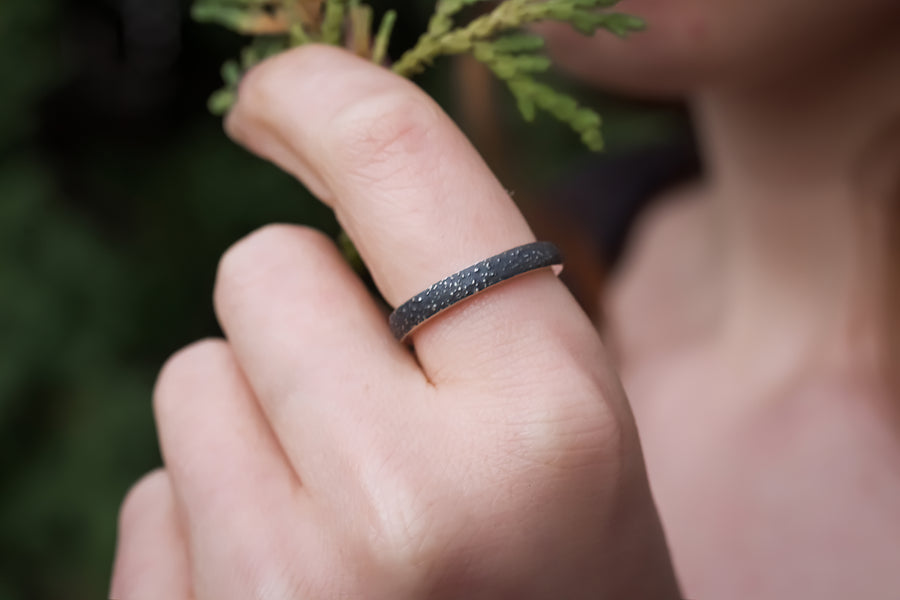 Night Sky Silver Stardust Ring