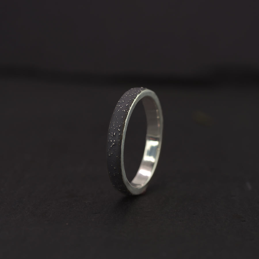 Night Sky Silver Stardust Ring