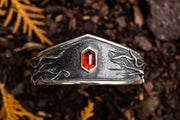 Devoro Cuff-935 Sterling Silver, Patina & Hessonite Grenat