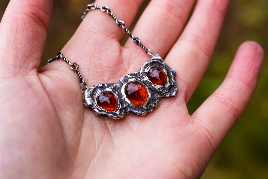 Effero Necklace-935 SS,Garnet & Patina- From Forests to Arches