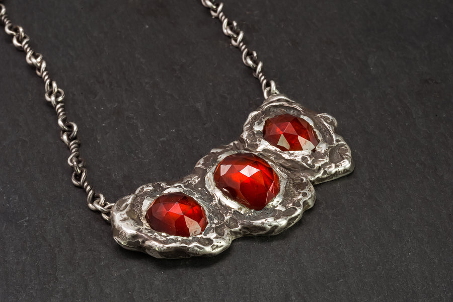 Effero Necklace-935 SS,Garnet & Patina- From Forests to Arches