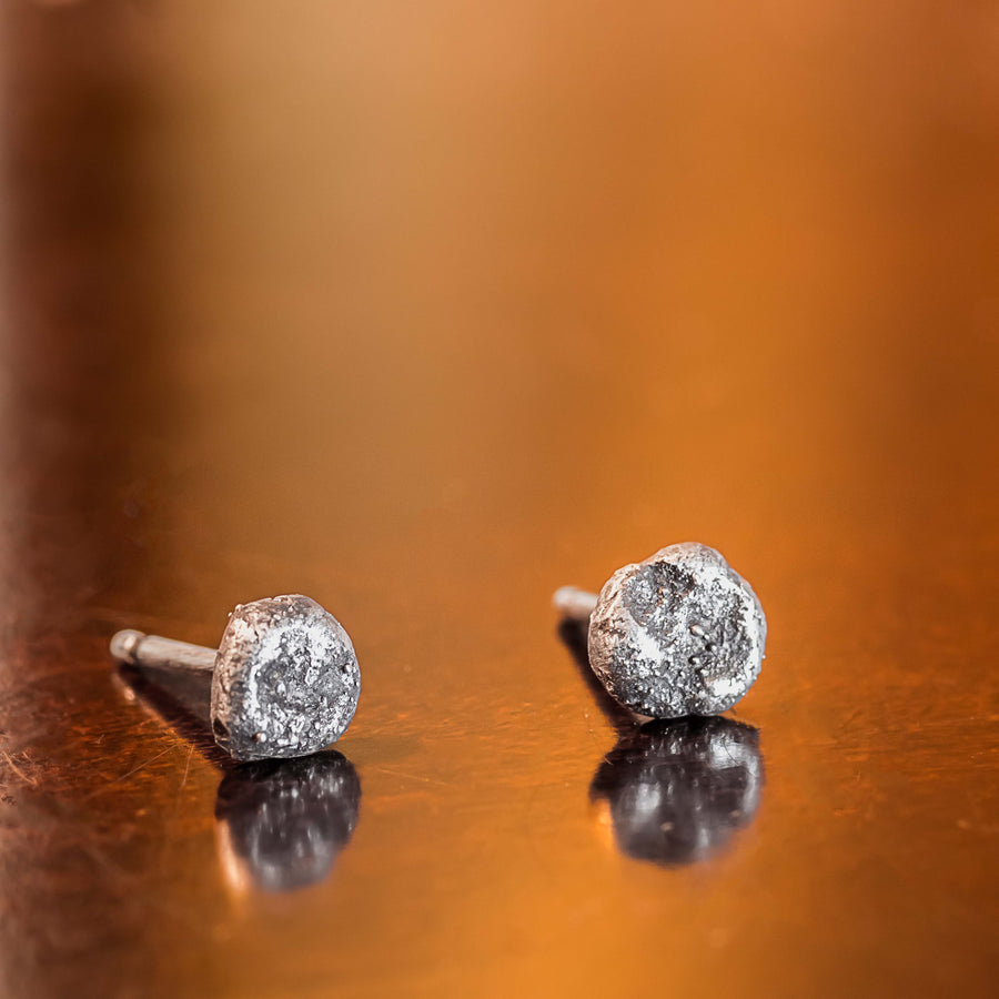 Brutalist Stardust Studs- Moon Inspired Sterling Silver Earrings