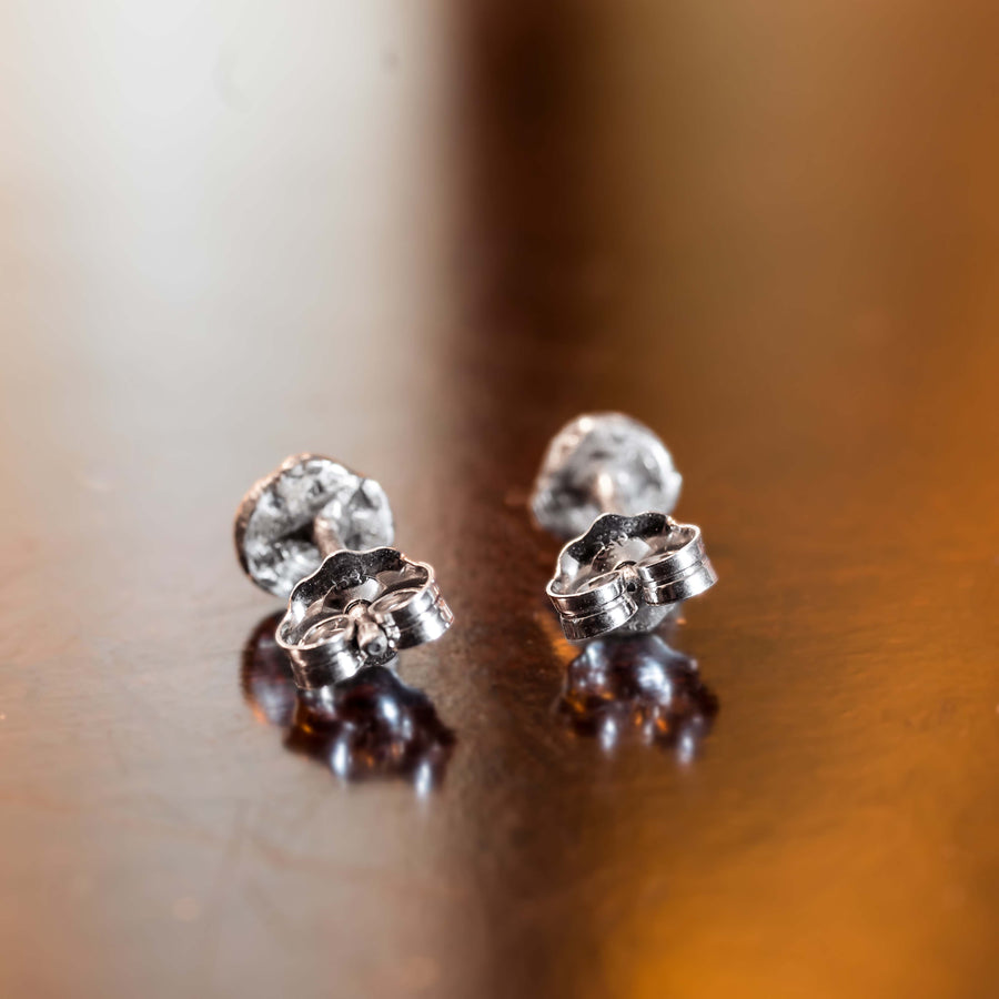 Brutalist Stardust Studs- Moon Inspired Sterling Silver Earrings