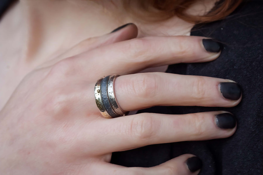 Silver & Gold Stardust Ring-Argentium Sterling Silver & 14K Gold-