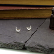 Crescent moon & star stud earrings